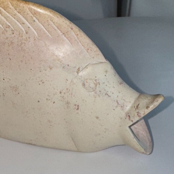 Vintage African Carved Soapstone Statue Fish Kenya Sculpture Beach Decor - Picture 6 of 7